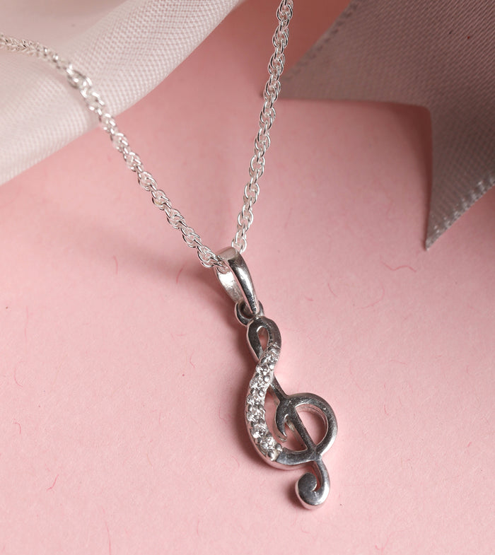 CLARA 925 Sterling Silver Music Pendant Chain Necklace
