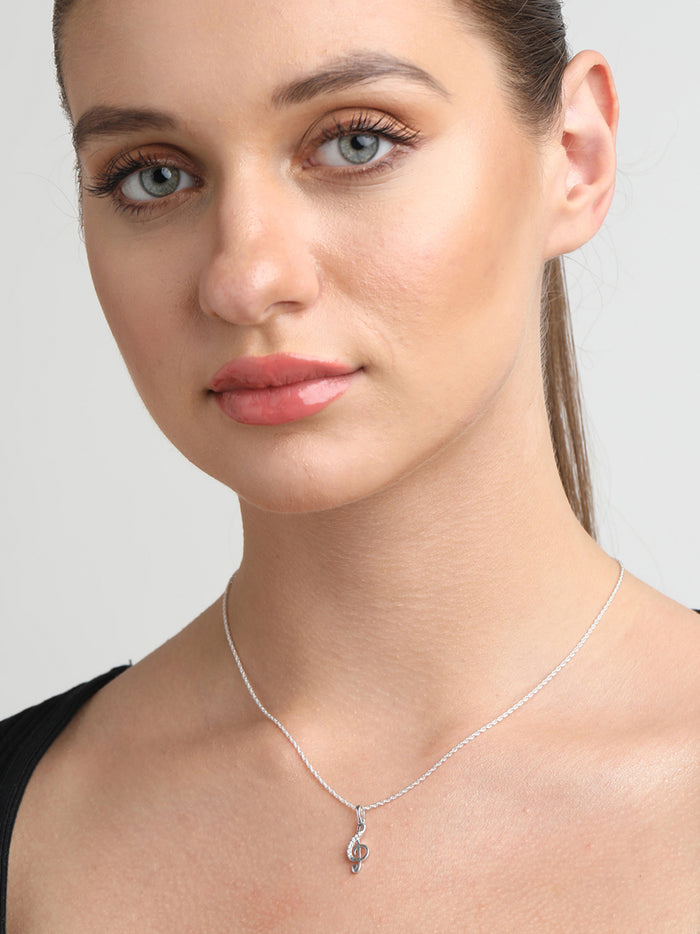 CLARA 925 Sterling Silver Music Pendant Chain Necklace