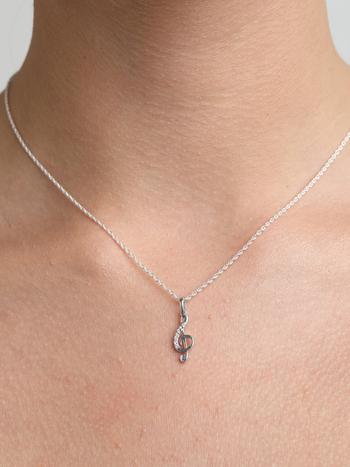 CLARA 925 Sterling Silver Music Pendant Chain Necklace