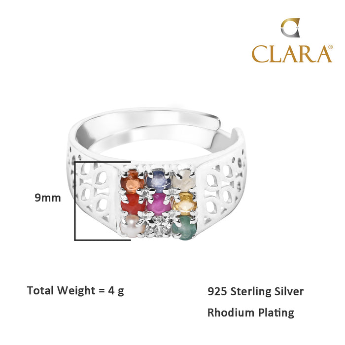 Silver Natural Certified Navratna Stone Nine gems Ring for Men and Boys