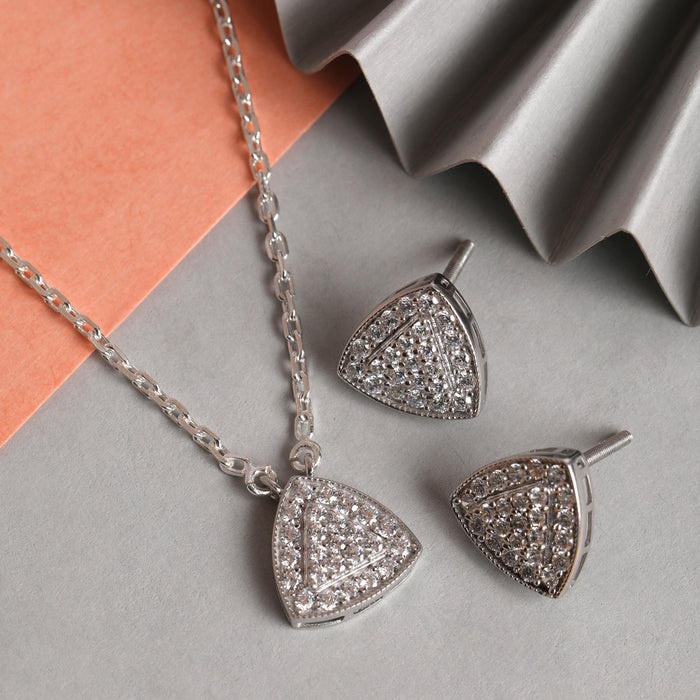 CLARA 925 Sterling Silver Nora Pendant Earring Chain Jewellery Set