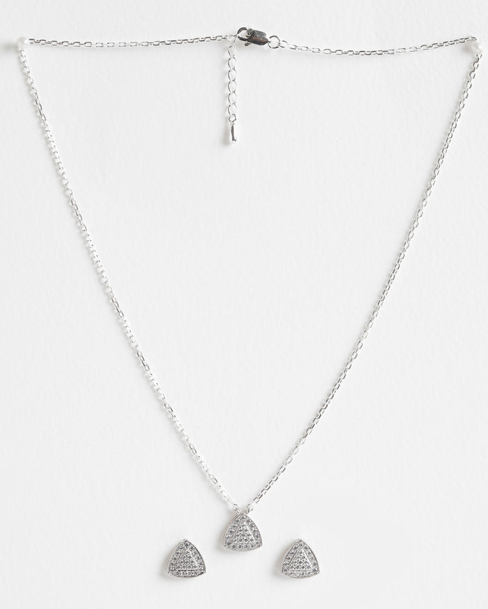 CLARA 925 Sterling Silver Nora Pendant Earring Chain Jewellery Set