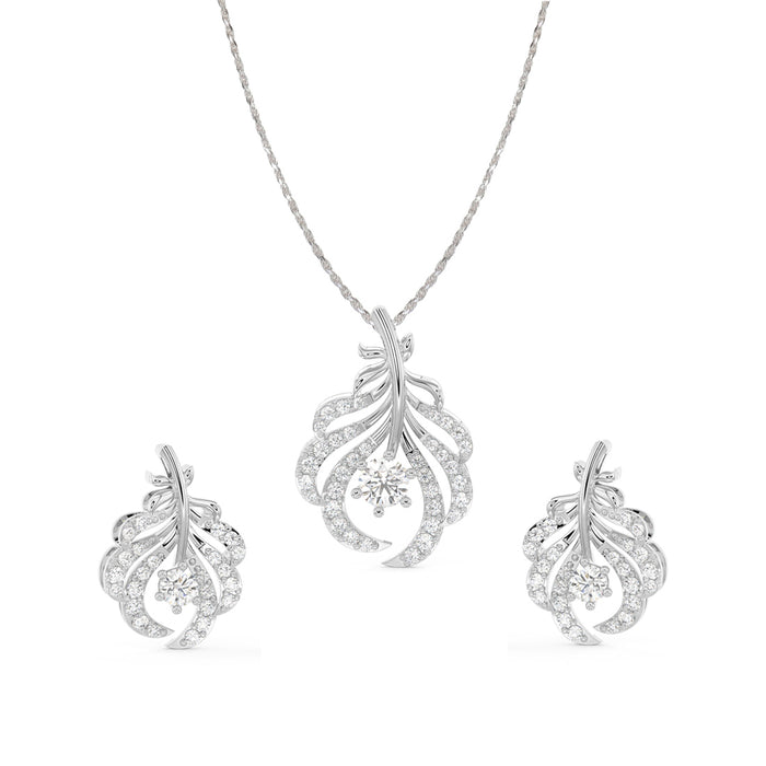 CLARA 925 Sterling Silver Nusa Pendant Earring Chain Jewellery Set