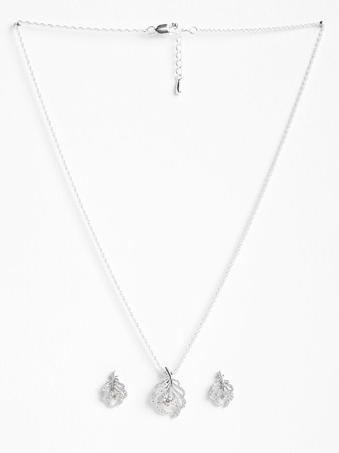 CLARA 925 Sterling Silver Nusa Pendant Earring Chain Jewellery Set