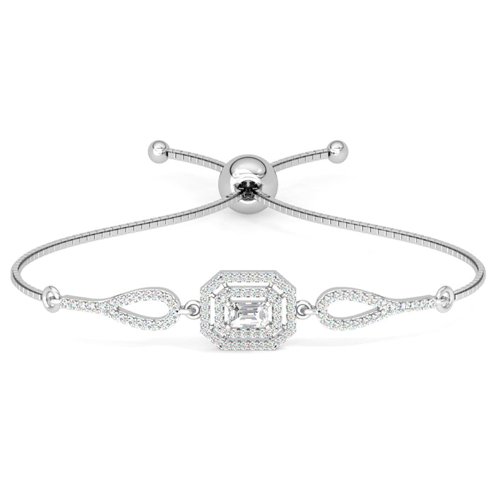 CLARA 925 Pure Silver Octa Solitaire Hand Bracelet