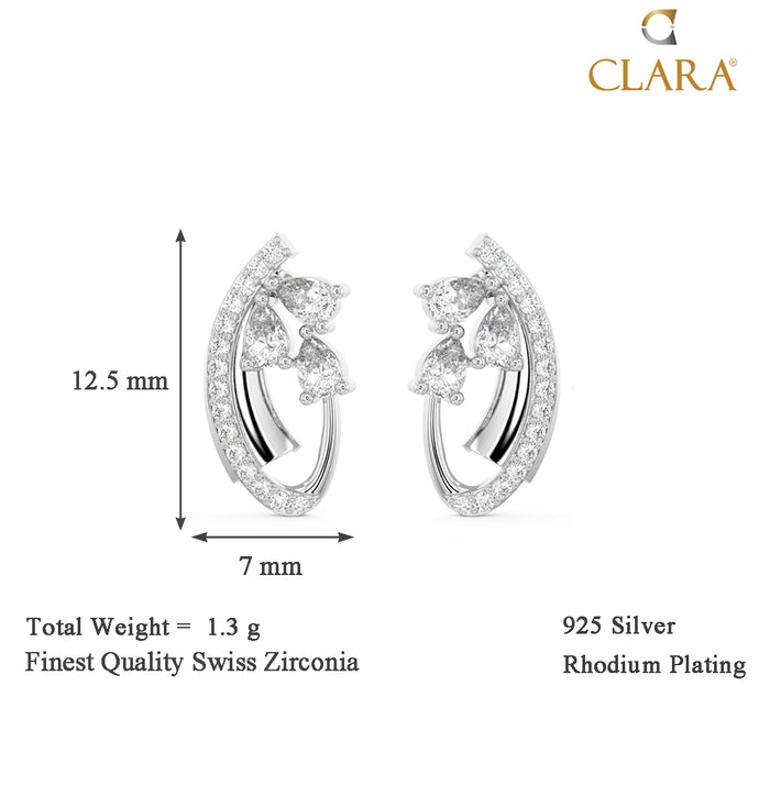 CLARA 925 Sterling Silver Orla Earrings with Screw Back