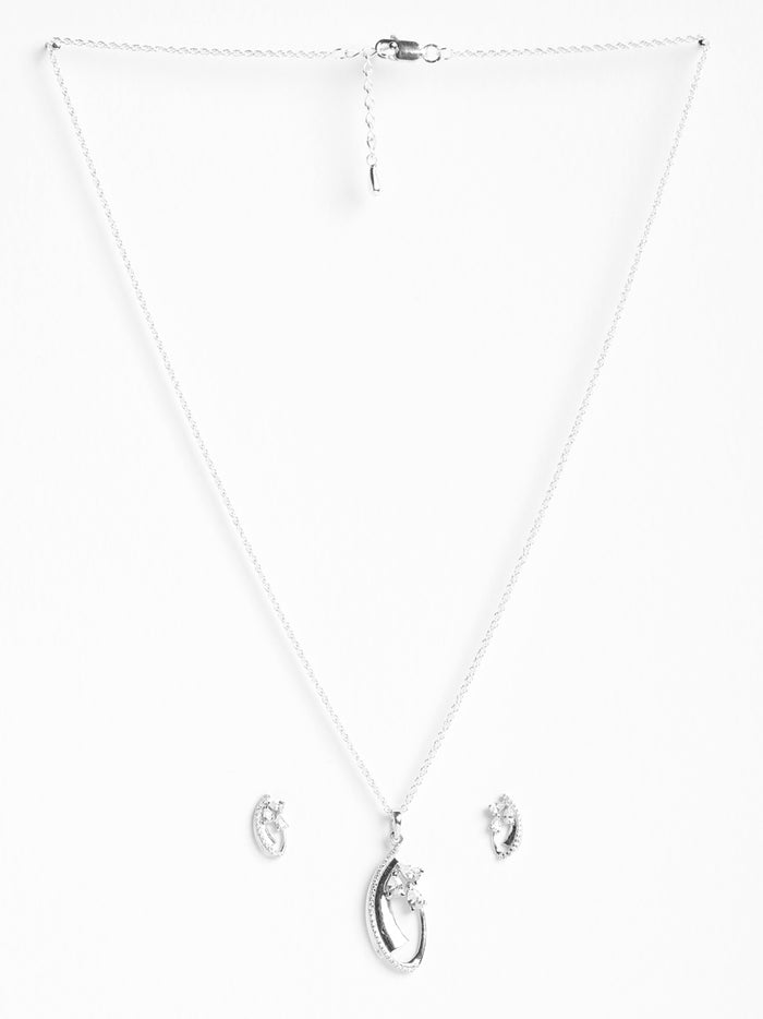 CLARA 925 Sterling Silver Orla Pendant Earring Chain Jewellery Set
