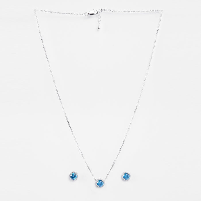 Silver Orsa Blue Solitaire Jewellery Set