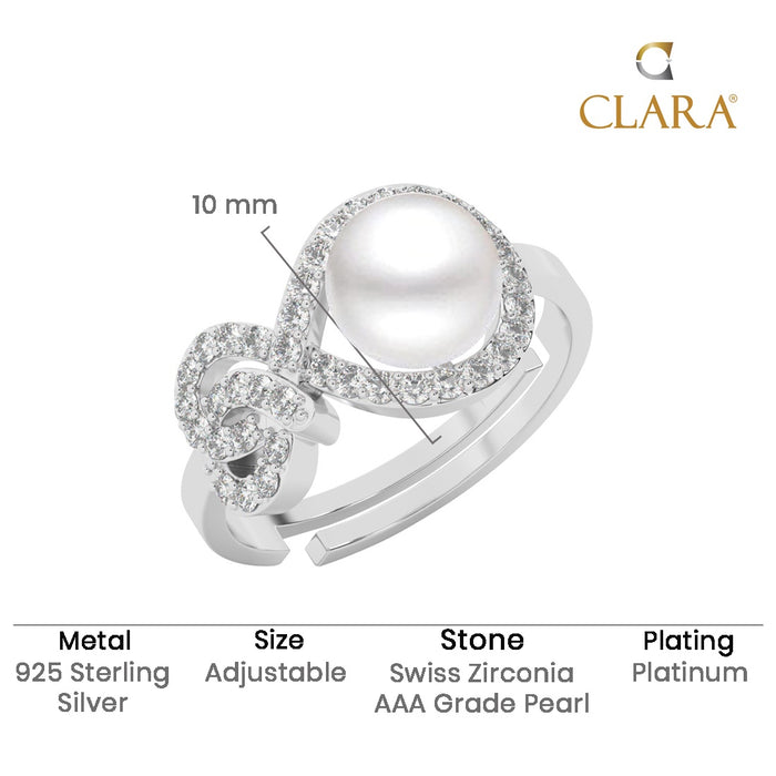 Silver Orsa Real Pearl Size Adjustable Ring