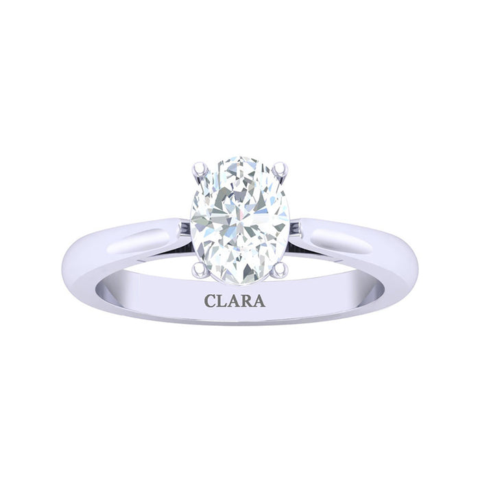 Silver Oval Solitaire Ring