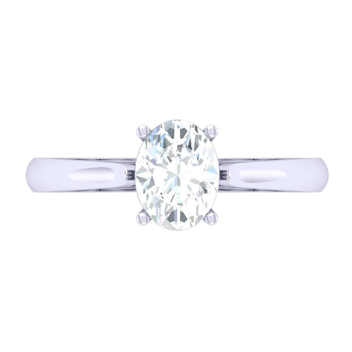 CLARA Made with Swiss Zirconia 925 Sterling Silver Oval Solitaire Ring Gift for Women and Girls