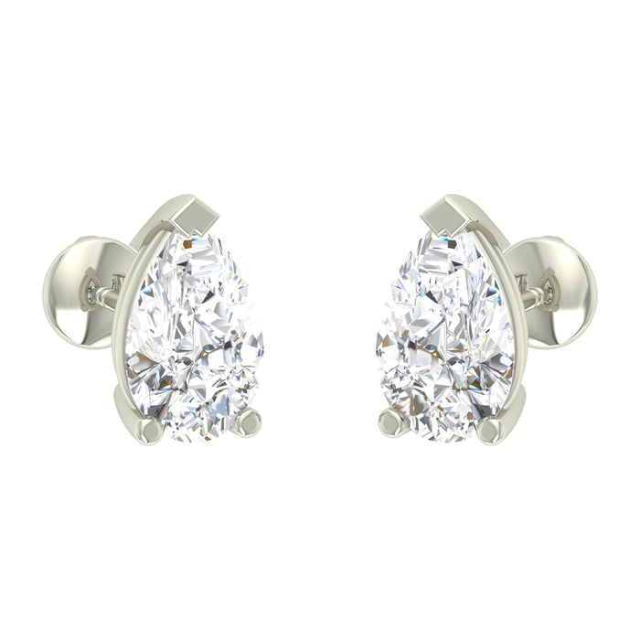 CLARA 925 Sterling Silver Swiss Zirconia Pear Earring With Screw Back Gift for Women and Girls
