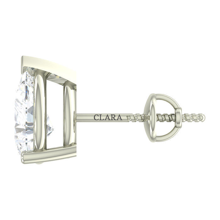 CLARA 925 Sterling Silver Swiss Zirconia Pear Earring With Screw Back Gift for Women and Girls