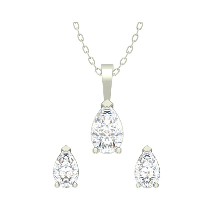 Silver Pear Jewellery Set