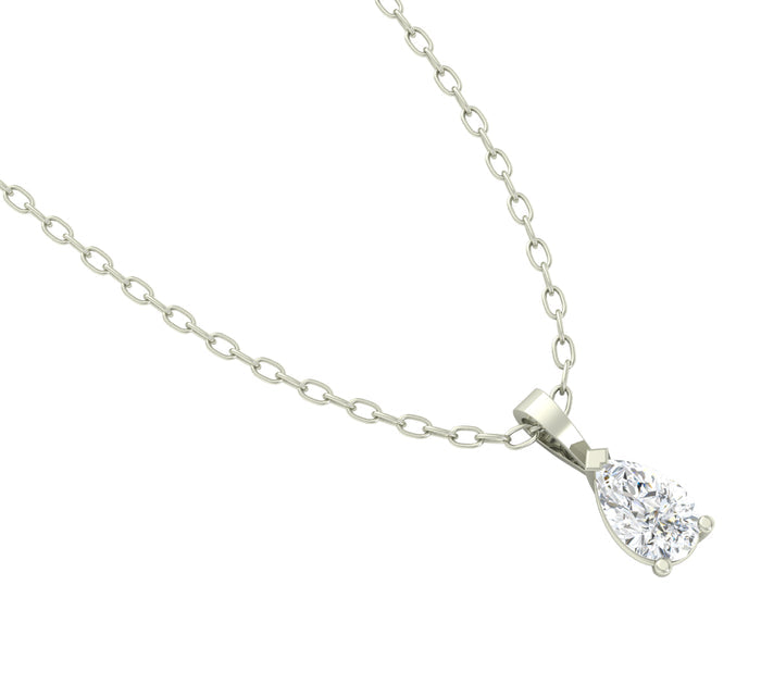 CLARA 925 Sterling Silver Rhodium Plated Pear Pendant with Chain Gift for Women & Girls