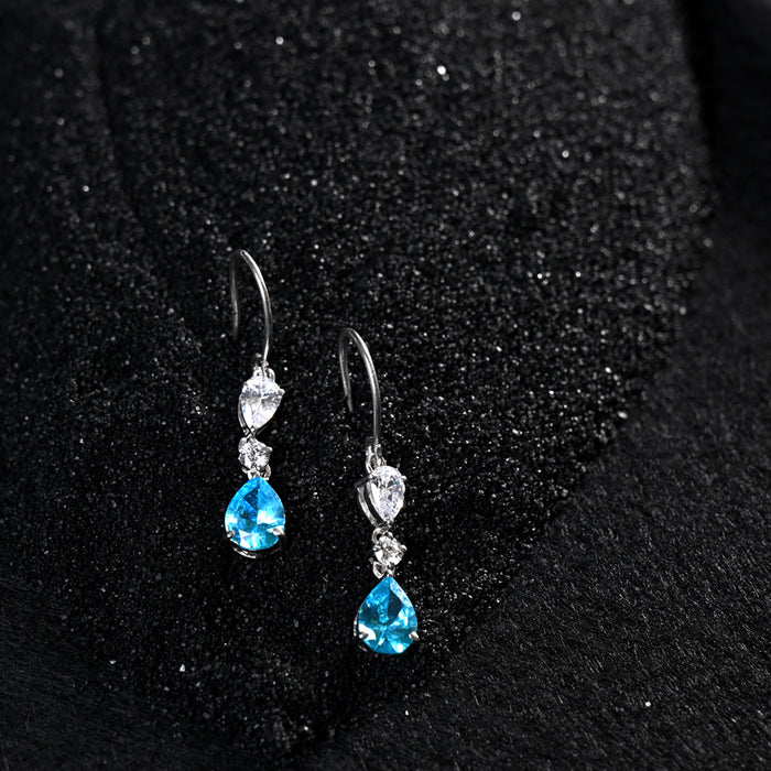 CLARA 925 Sterling Silver Pear Solitaire Earrings