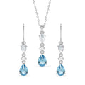 Silver Pear Solitaire Jewellery Set