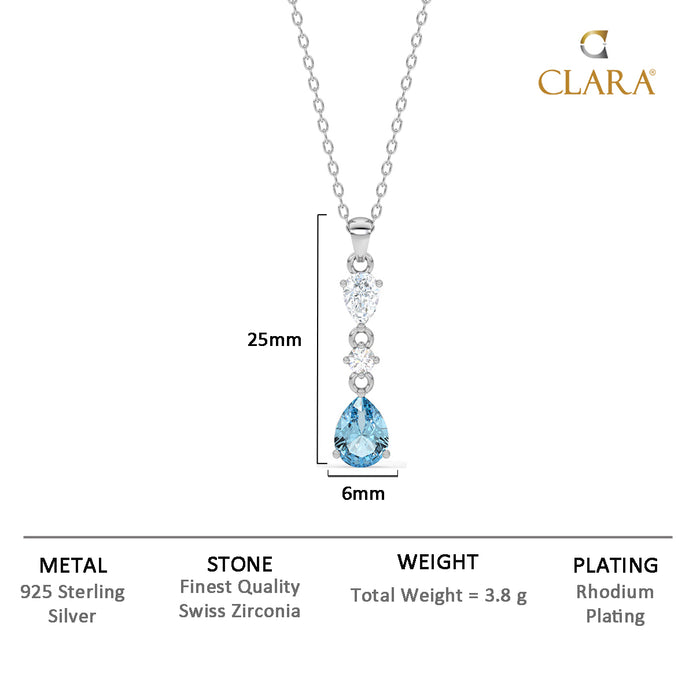 Silver Pear Solitaire Pendant Chain Necklace