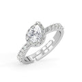 CLARA Pure 925 Sterling Silver Pear Solitaire Finger Ring with Adjustable Band