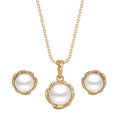 CLARA 925 Sterling Silver Real Pearl Aki Pendant Earring Chain Jewellery Set | Gold Rhodium Plated | Gift for Women & Girls