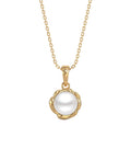 CLARA 925 Sterling Silver Real Pearl Aki Pendant With Chain Necklace | Gold Rhodium Plated | Gift for Women & Girls
