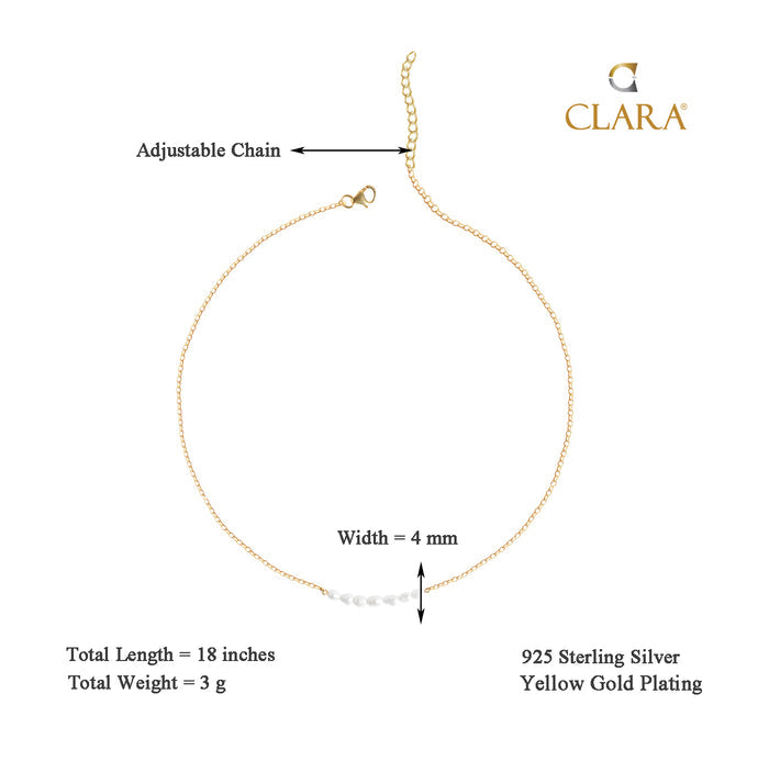 CLARA 925 Sterling Silver Pearl Charm Necklace Chain