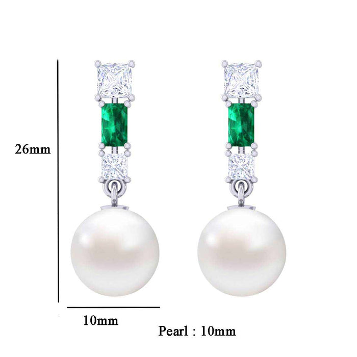Clara 92.5 Sterling Silver Swiss Zirconia Pearl Earrings Gift for Women and Girls