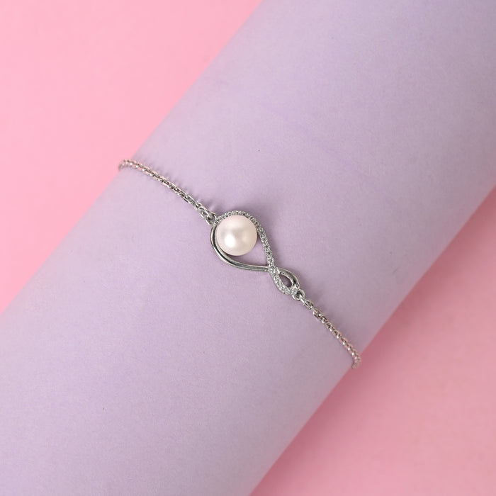 CLARA 925 Pure Silver Real Pearl Hand Bracelet