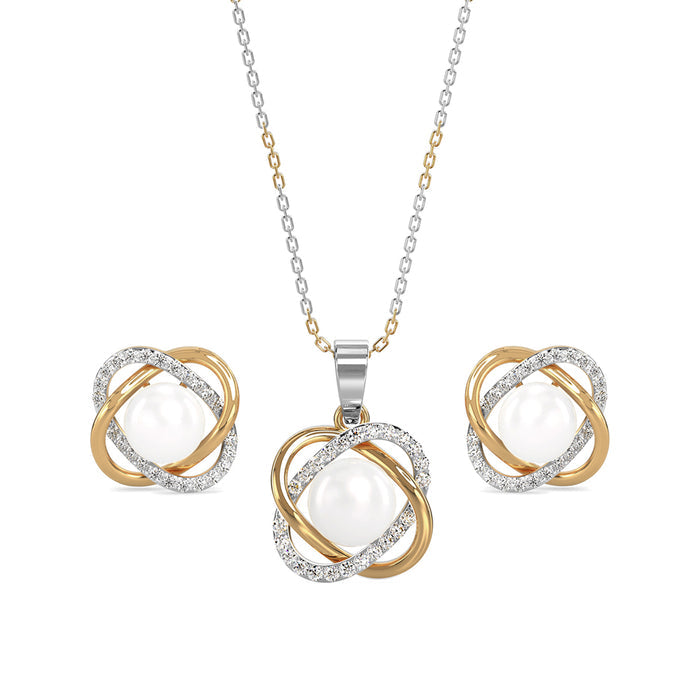 Silver Pearl Knot Jewellery Set