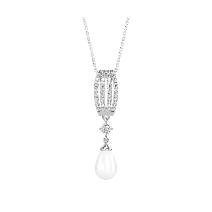 Silver Pearl Queen Pendant Chain Necklace