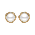 CLARA 925 Sterling Silver Real Pearl Stud Aki Earrings | Gold Rhodium Plated, Screw Back | Gift for Women & Girls