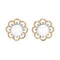 CLARA 925 Sterling Silver Pearl Stud Lotus Earrings | Gold Rhodium Plated , Screw Back | Gift for Women & Girls