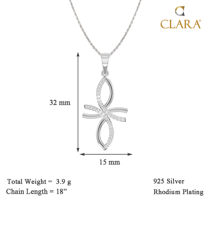 CLARA 925 Sterling Silver Petal Pendant Chain Necklace