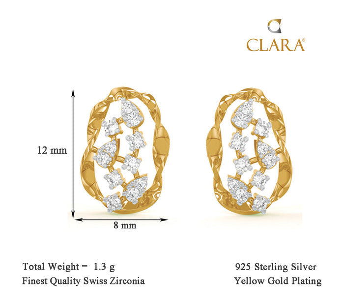 CLARA 925 Sterling Silver Petra Earrings with Screw Back