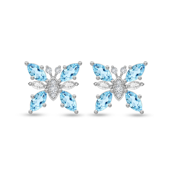Silver Pia Butterfly Stud Earrings