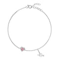 Silver Pink Heart Anklet Payal (Single)