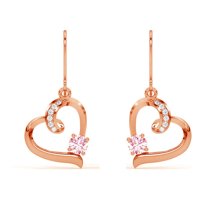 Silver Pink Heart Earrings