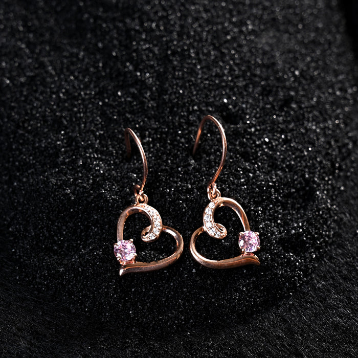 CLARA 925 Sterling Silver Pink Heart Earrings