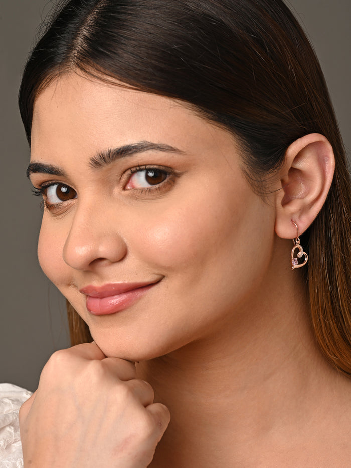 CLARA 925 Sterling Silver Pink Heart Earrings