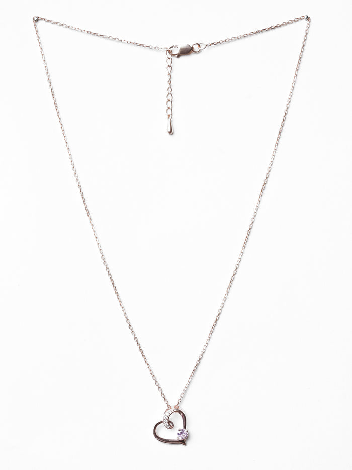 CLARA 925 Sterling Silver Pink Heart Pendant Chain Necklace