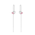 Silver Pink Pear Sui Dhaga Threader Earrings