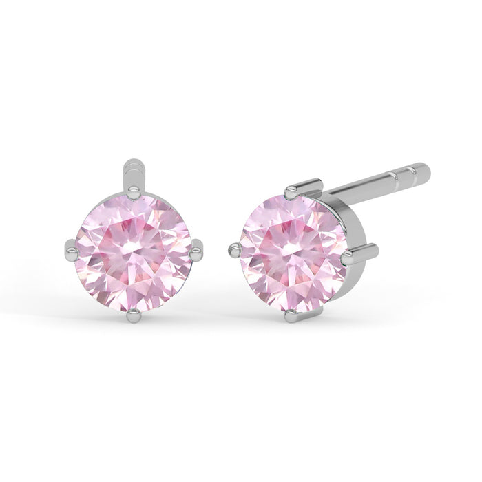 CLARA 925 Sterling Silver Pink Studs Earrings Gift for Kids Girls