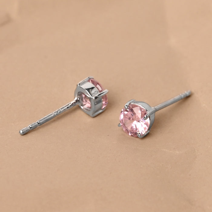 CLARA 925 Sterling Silver Pink Studs Earrings Gift for Kids Girls