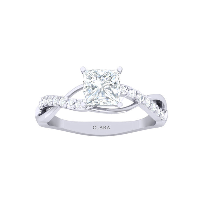 Silver Princess Cut Solitaire Ring