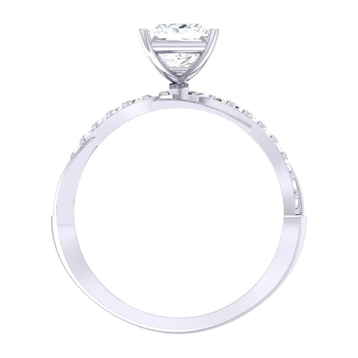 CLARA Made with Swiss Zirconia 925 Sterling Silver Princess Cut Solitaire Ring Gift for Women and Girls