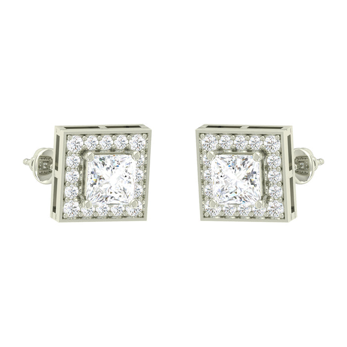 CLARA 925 Sterling Silver Swiss Zirconia Princess Earring With Screw Back Gift for Women and Girls