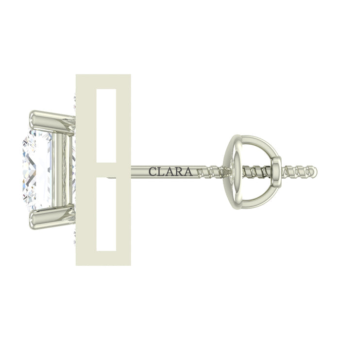 CLARA 925 Sterling Silver Swiss Zirconia Princess Earring With Screw Back Gift for Women and Girls