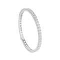 CLARA 925 Sterling Silver Princess Solitaire Bangle Swiss Zirconia, Rhodium Plate Gift for Women and Girls