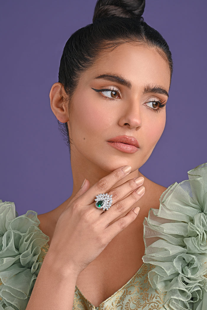 Clara 925 Sterling Silver Prisha Adjustable Cocktail Ring