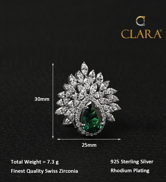 Clara 925 Sterling Silver Prisha Adjustable Cocktail Ring